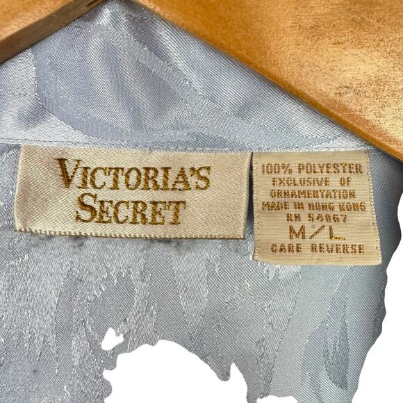 Vintage Gold Label Victoria's Secret Full Length Light Blue Floral Print Robe - Picture 8 of 12